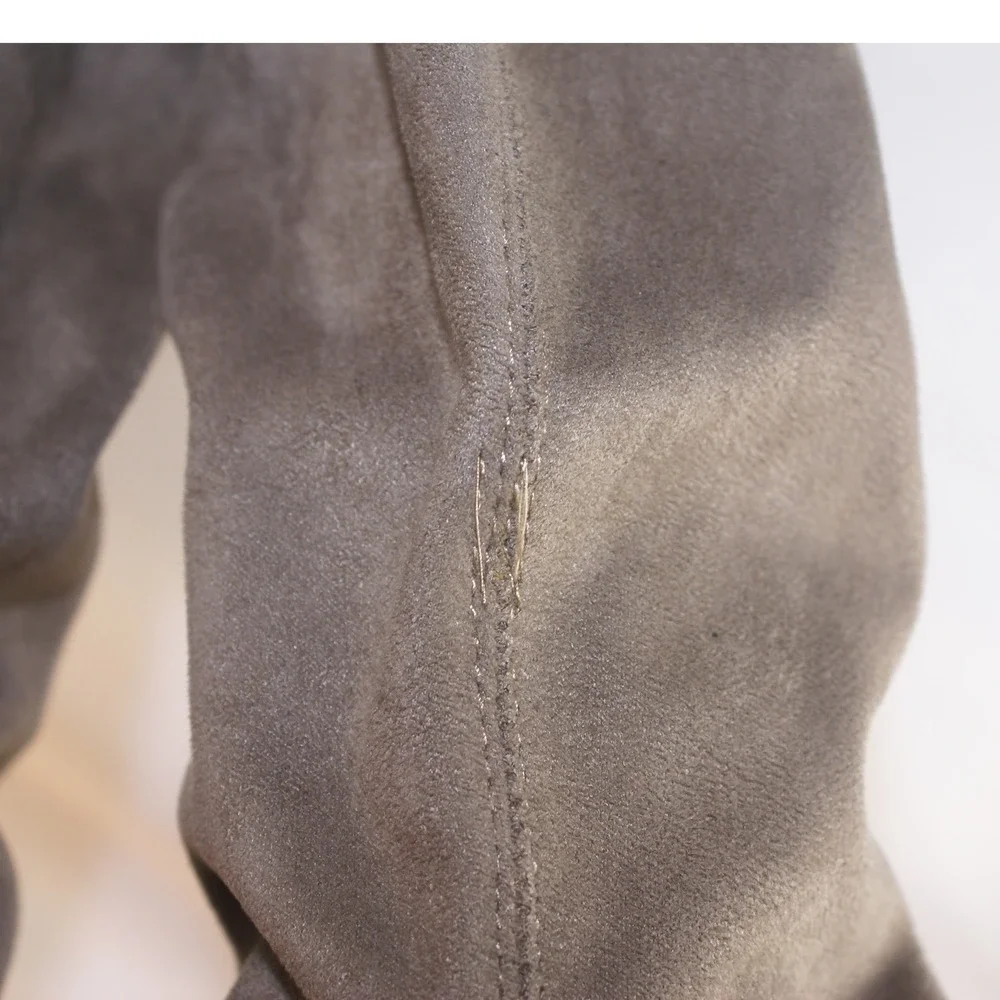 Unisa Divan Taupe Grey Faux Suede Over The Knee Flat Boots Womens 9M Tie Back